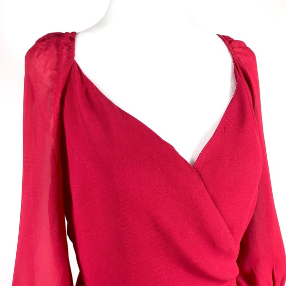 REFORMATION ♦️♦️♦️Eveleigh Lipstick red mini wrap dress ♦️ M - Picture 11 of 15